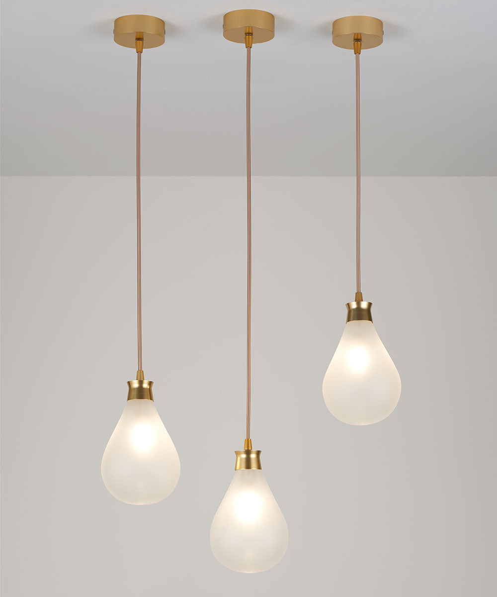 Cintola Pendant in Satin Gold and Frosted Glass