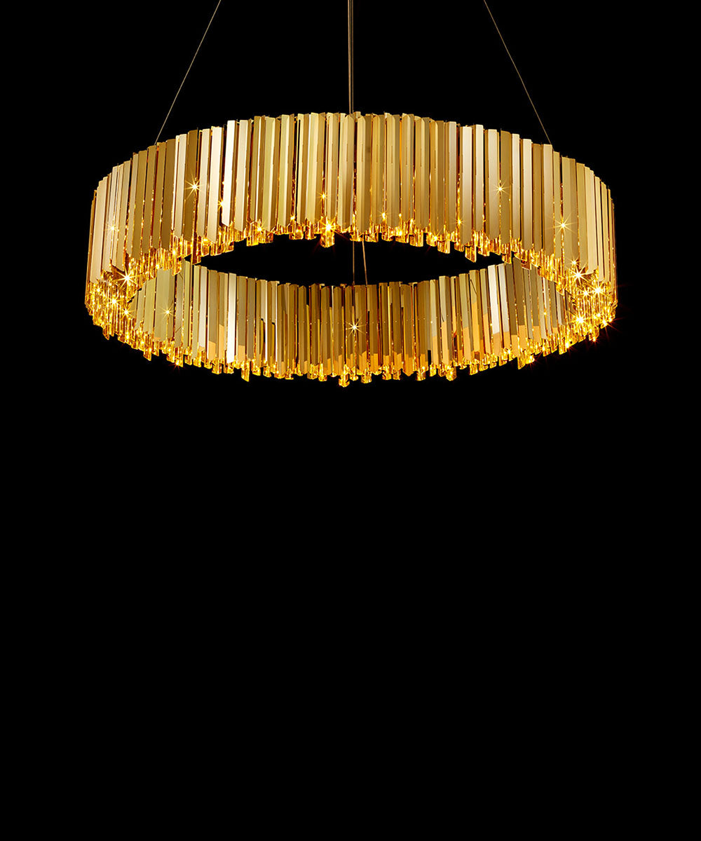Facet Chandelier 1300mm Ø in Polished Gold