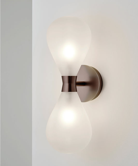 Cintola Wall Light Twin in Satin Bronze and Frosted Glass