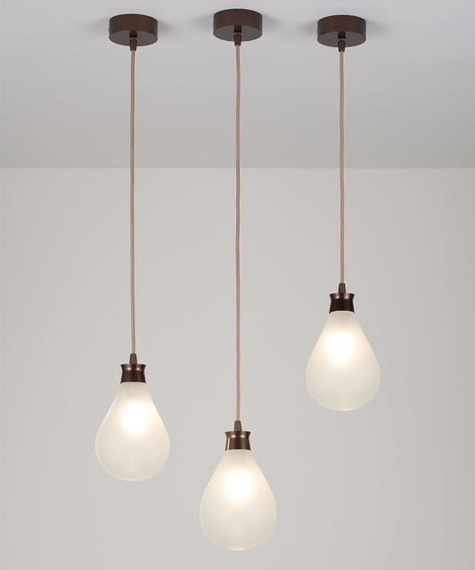 Cintola Pendant in Satin Bronze and Frosted Glass