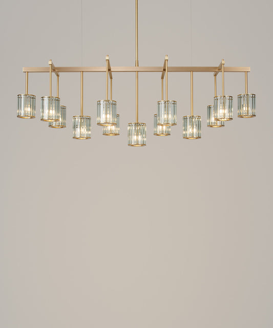 FBC / 13-arm / Brushed Brass and Smoke Grey Glass